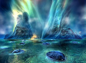 Northern lights mountains 3D model