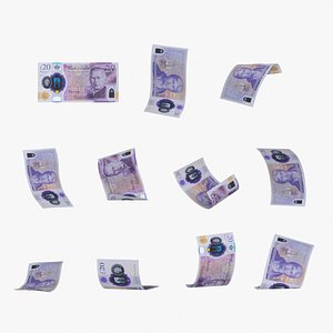 England 20 Pound Falling Notes 3D model