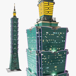 Stepped Glass Facade Tower Illuminated