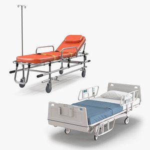 hospital bed trolley 3D model