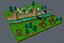 Isometric low-poly medieval castle wall
