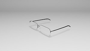 glasses with glass v-ray material and metal frame
