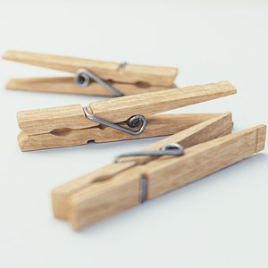 Wooden Clothespins 3D model