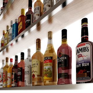 20 rum bottles 3d model
