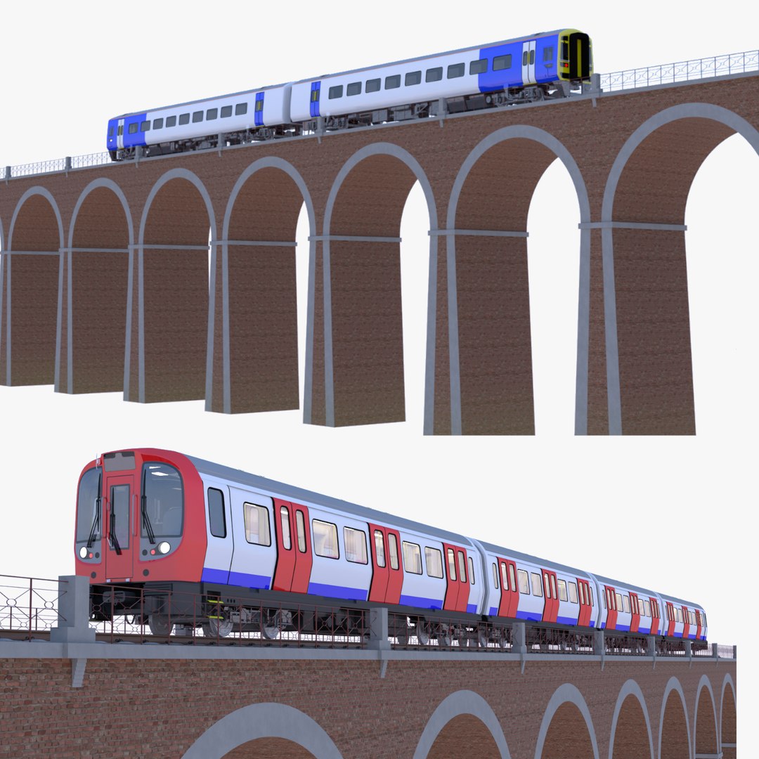 Viaduct With Metro And Local Train 3D Model - TurboSquid 2289249