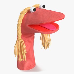 Character Hand Puppet Pink Girl Surprised Pose