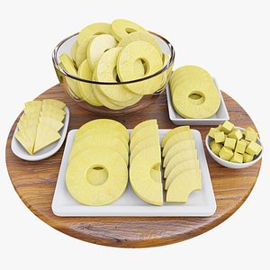 Peeled pineapple slices 3D
