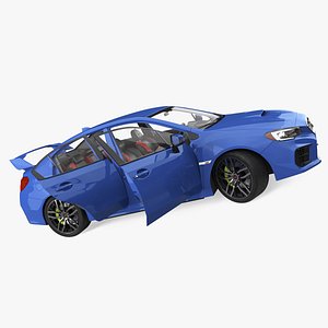Subaru WRX 2021 Sedan Blue Rigged model