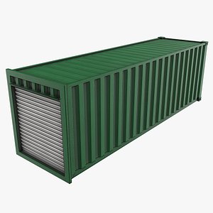 3D model 30ft Container With Roll-Up Door - Green