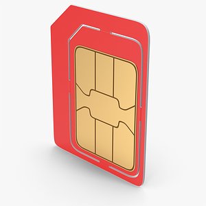 3D model Red Micro SIM Card
