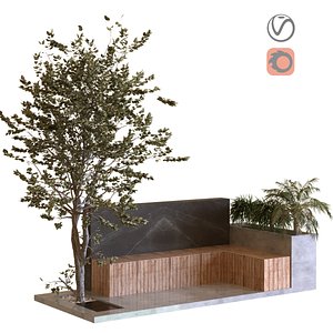 3D plants tree set 032 bench model