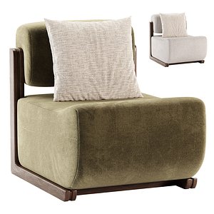 Club chairs in walnut and mohair Italy 1950  2015 3D model