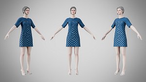 3D model Dress 46 Teal Blue