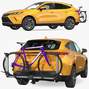 Hybrid SUV with Bike Rack Aluminum Platform Road Bike 3D model