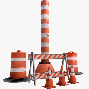 3d model traffic barrier set