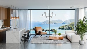 3D Modern Minimalist Bar Living Room