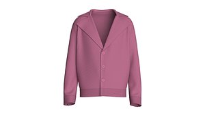 3D model Men Button Up Ribbed Sweater
