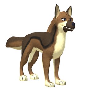 Stylized  Brown Low-poly Dog