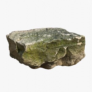 3D Mossy Stone PBR Scan Retopo model