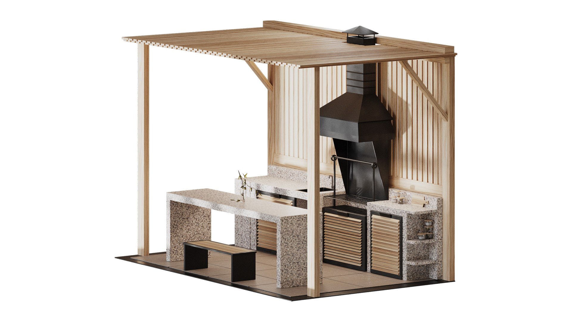 Barbecue Area 03 Outdoor Kitchen Complex 3D Model - TurboSquid 2640748