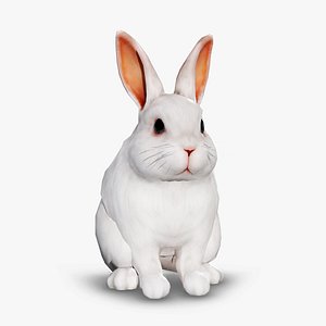 3D animated white rabbit model