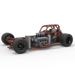 3D Supermodified front engine race car Base Version 3 Scale 1 to 25