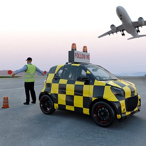 Airport Smart Follow Me Car with Ground Crew