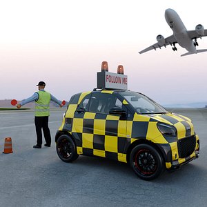 Airport Smart Follow Me Car with Ground Crew