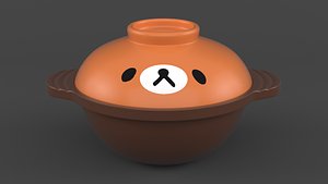 Ceramic Brown Casserole Clay Pot 3D model