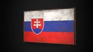 Old Picture Frame With Slovakia Flag - Game Ready PBR Low-poly 3D Model