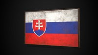 Old Picture Frame With Slovakia Flag - Game Ready PBR Low-poly 3D Model