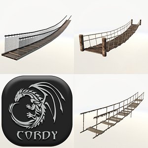 wooden rope bridges 3d 3ds