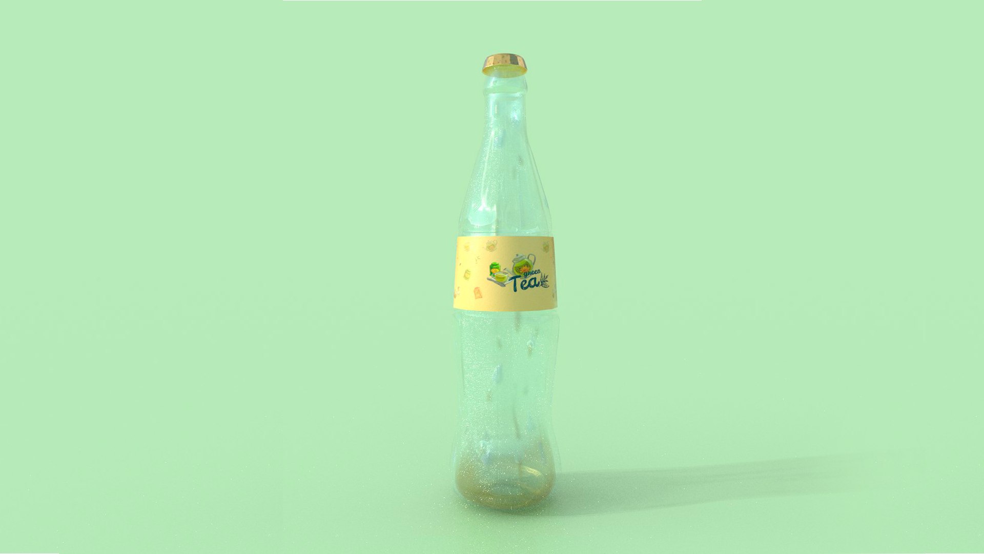 Green Tea glass bottle 3D - TurboSquid 1990634