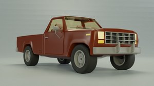 Cartoon pickup truck  Low-poly 3D model