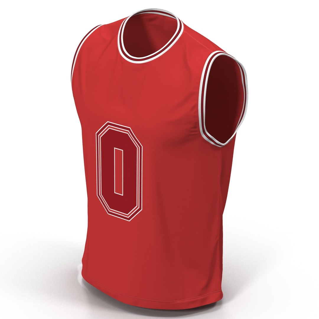 3d model of basketball jersey red