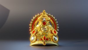 3D Diamond Crown - Ancient Indian style