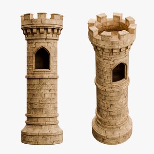 3D Ancient Stone Watchtower - Medieval Watchtower Column