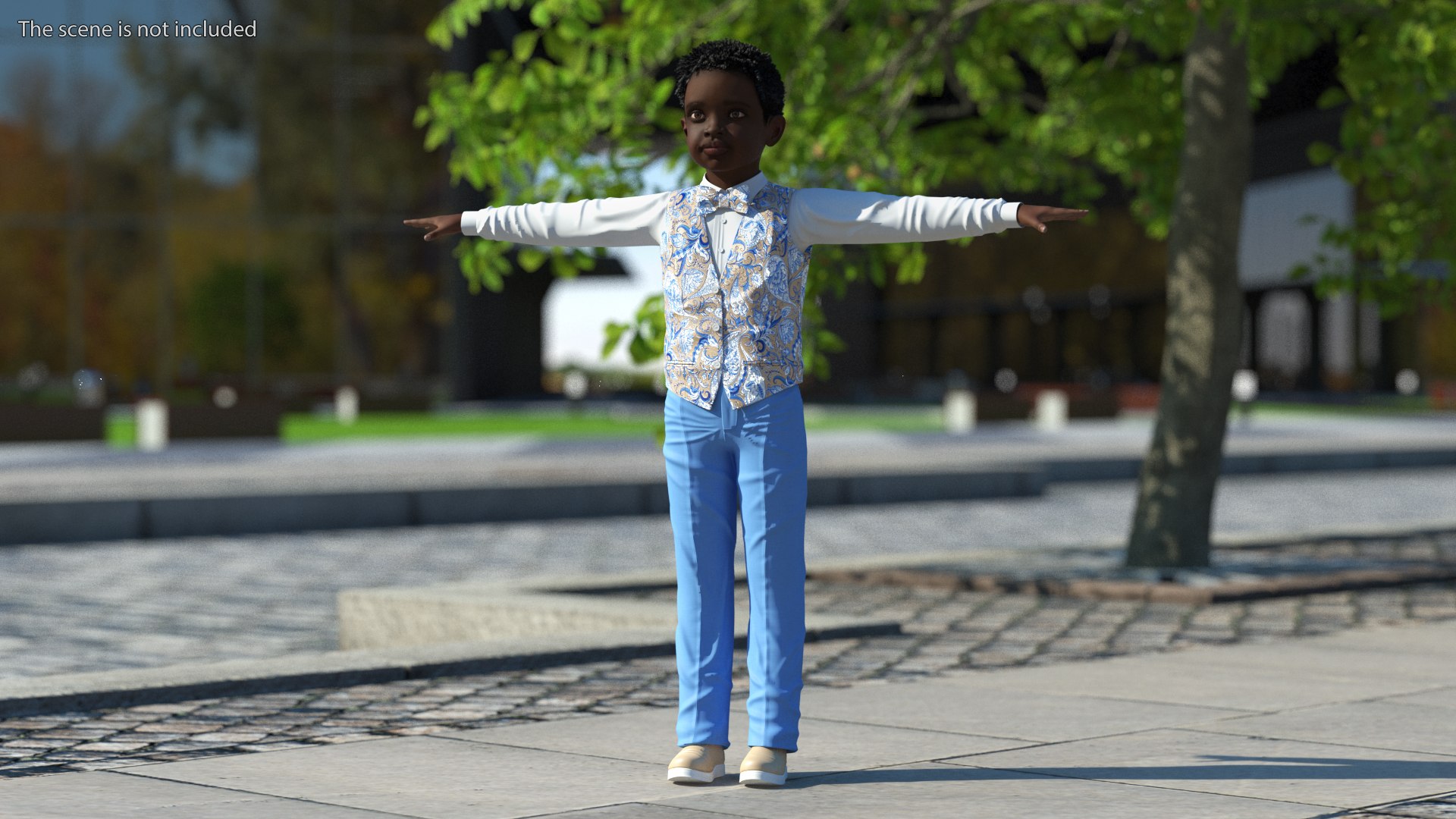Black Child Boy Party Style Rigged for Cinema 4D 3D model preview