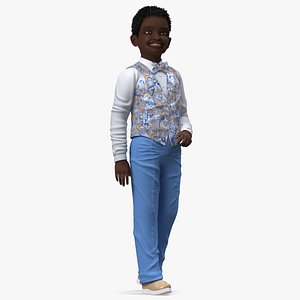 3D Black Child Boy Party Style Rigged for Cinema 4D model