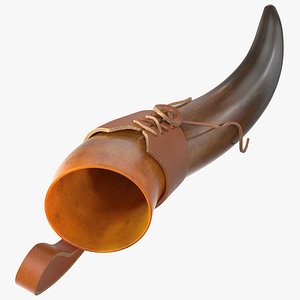 3D Vintaghe Dark Drinking Horn in Leather Case