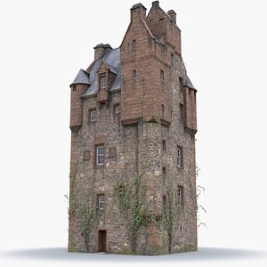 Scottish Castle Amisfield Tower with PBR Materials 3D