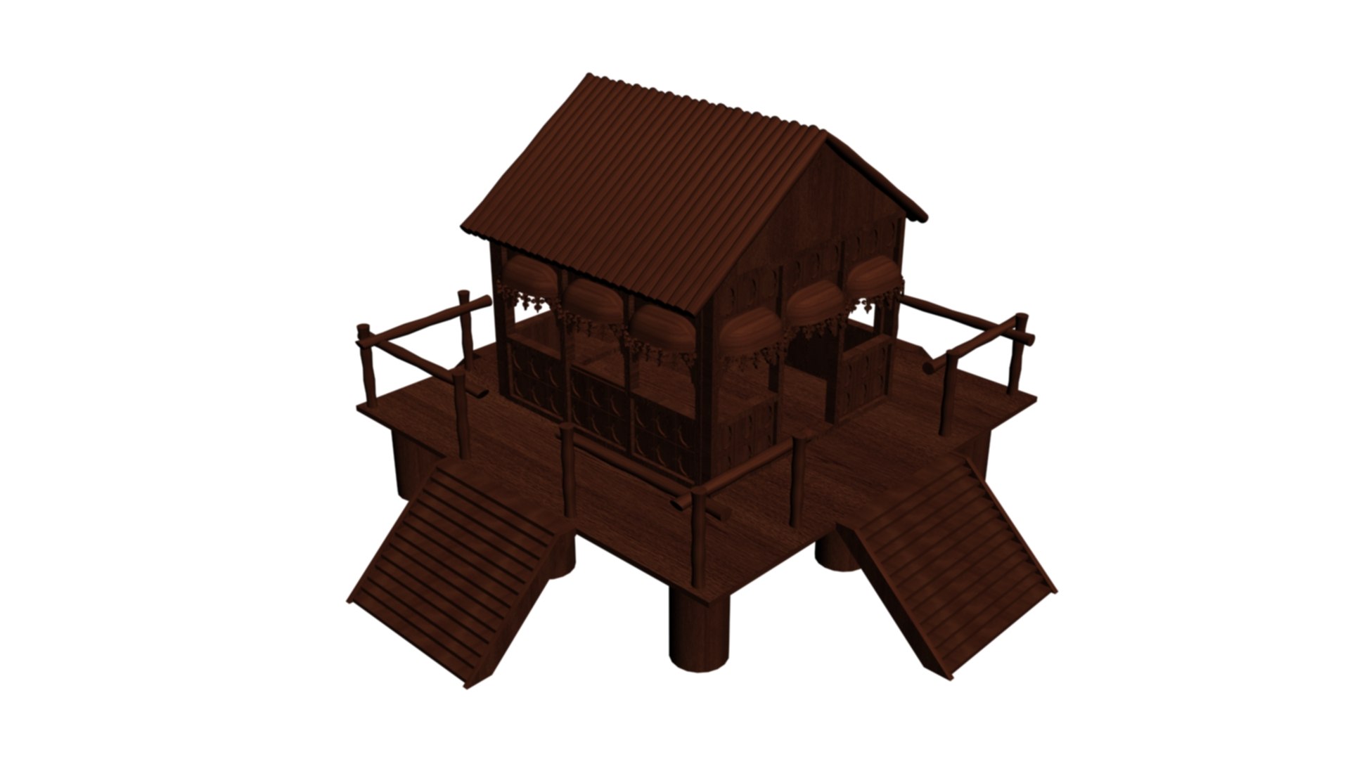 3D Wooden Hut Model - TurboSquid 2238824