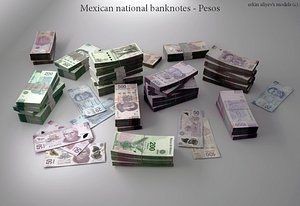3d model mexican pesos