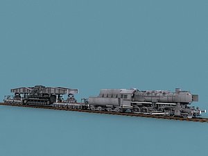 wwii german karl steam locomotive 3d model