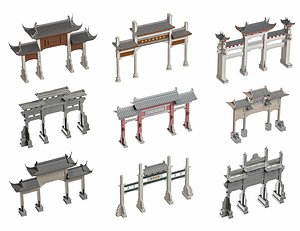 Ancient Asian Architecture Memorial Archway Torii Gateway Honorific Arch Chinese Architectural Arch