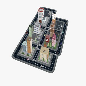 3D Small Town Low Poly