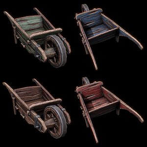 3D Wheelbarrow 2 WOOD RED GREEN BLUE