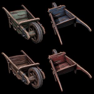 Wheelbarrow 2 WOOD RED GREEN BLUE