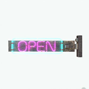 neon open  sign 3D