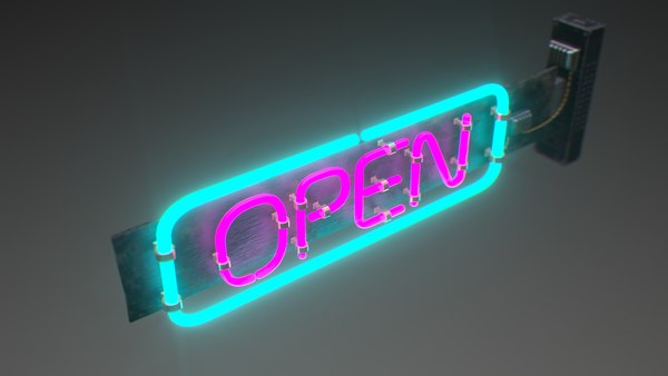 Neon open sign 3D - TurboSquid 1835623